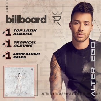 PRINCE ROYCE debuta en el #1 de los listados Top Latin Albums, Latin Album Sales y Tropical Albums De Billboard con ALTER EGO
